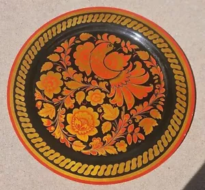 Vintage Khokhloma Russian Folk art hand-painted Art Wall plate 17.25" - Picture 1 of 6