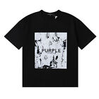 Purple brand abstract style character print pure cotton short sleeved T-shirt