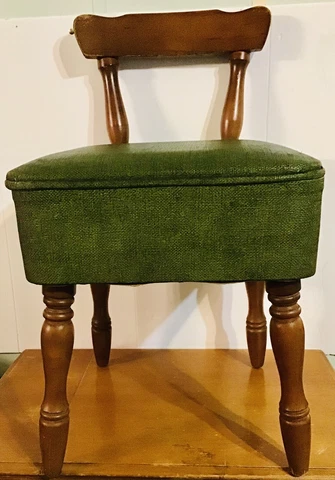 Vintage Mid Century Sewing Chair Seat Storage Used In HGTV Show Home Again Fords Cover