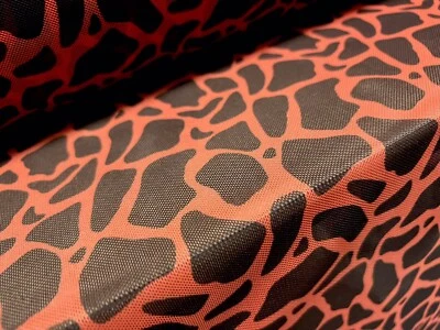 Power Mesh Net Stretch Spandex Fabric, Per Metre - Giraffe Print - Orange - Image 1 of 3