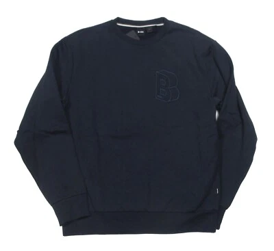 Sudadera Pullover Hugo Boss Etiqueta Negra Para Hombre Azul Marino Bordado Logo Cuello Redondo Foto 1 de 3