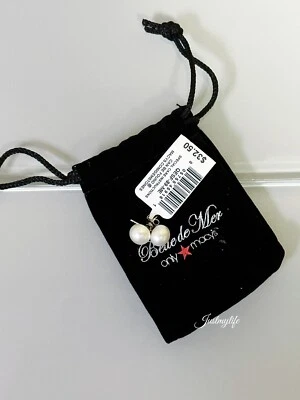 Aretes Belle de Mer cultivados con botones de agua dulce (8-9 mm), nuevos + bolsa Foto 1 de 4
