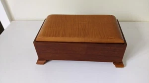 vintage wooden 2 tone swiss tHORENS art deco musical box - Picture 1 of 7