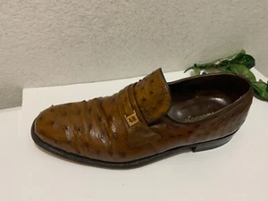 Footjoy Brown Ostrich Leather Loafers 73668 12C - Picture 1 of 19
