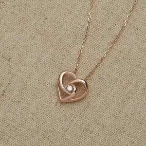 0.20Ct Round Lab-Created Diamond Chain Heart Women Pendant 14K Rose Gold Plated - Picture 1 of 3