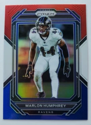 2022 Panini Prizm Marlon Humphrey Baltimore Ravens Red White Blue Prizm #24 - Image 1 of 2