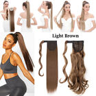 Ombre Grey Straight Ponytail Wrap Around Pony Tail Hair Extensions as human Real