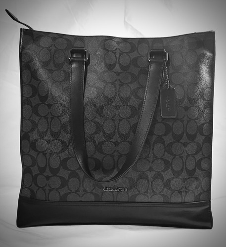 Borsa Coach Graham strutturata in tela e pelle firmata nera grigio