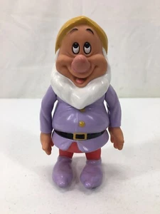 Disney Snow White Seven 7 Dwarfs Action Figure Rubber Moveable Figurine Happy - Picture 1 of 7