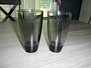 Set of 2 Libbey Smoked Grey Water Iced Tea Glasses Weighted Bottoms Tumbler GUC - Picture 1 of 2