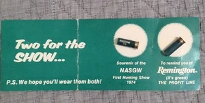 Prendedor de recuerdo de armas de fuego vintage Remington NASGW. Primer espectáculo de caza. - Imagen 1 de 4