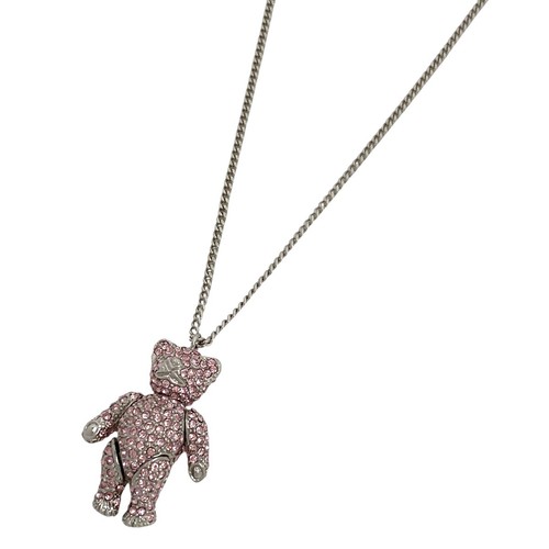Collana Christian Dior motivo orso strass motivo orso collana argento pla...