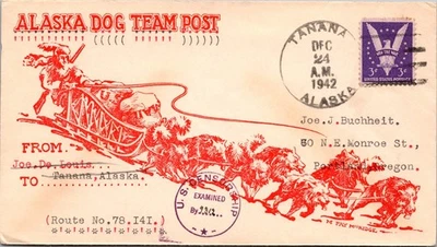 1942 Tanana Alaska USA Dog Team Post Cover To Portland Oregon OR - Image 1 of 2