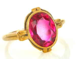 VINTAGE SCHÖNER RING 10K GELBGOLD ROTER RUBIN GRÖSSE 7 3,5 GRAMM! - Bild 1 von 1