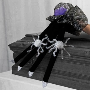 Samt Spinne Halloween Handschuh - Bild 1 von 1