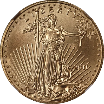 Etiqueta American Eagle dourada 2011 $25 NGC MS70 primeiros lançamentos - Imagem 1 de 4
