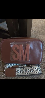 SM Maroon  Crossbody Bag with Geometric Strap - Image 1 of 2