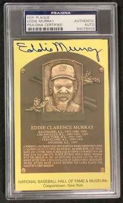 Eddie Murray Signed Gold HOF Plaque Postcard Yellow Orioles Autograph PSA/DNA - Image 1 of 2