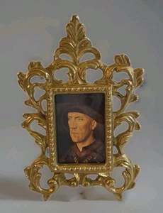VTG Solid Brass Picture Frame Victorian Baroque Style Easel Back For 2"x3" Photo - Picture 1 of 14