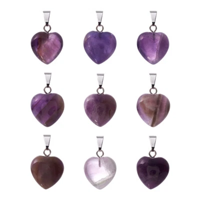 10 piezas Colgantes de Piedra Corazón Amatista Natural Piedras Preciosas Colgantes Dijes 18~19 mm Foto 1 de 4