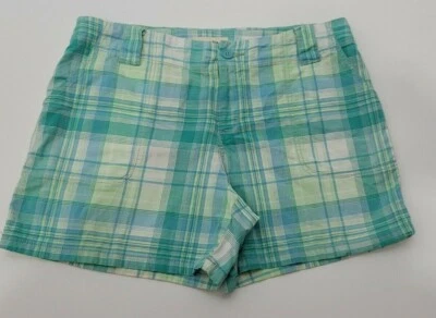 St Johns Bay Shorts Womens 12P Green Blue White Chino Pockets Outdoor Casual  - Image 1 of 4