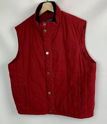 Chaleco Roundtree & Yorke Rojo Soporte Acanalado Tejido Cuello Cremallera Broches Bolsillos Aislados XL Foto 1 de 4
