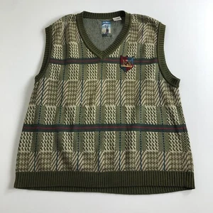 Vintage Ellesse Golf Patch Crest Front Green Knitted Sweater Vest Sz XL Casual - Picture 1 of 8