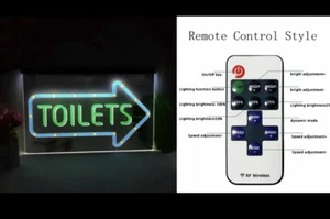 Toilets Arrow Washroom Restroom Multicolour luminous sign - Picture 1 of 6