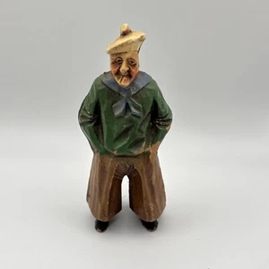 Figurine art populaire vintage artisanal peint marin 5" figurine syroco bois resi - Photo 1/15