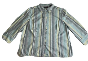 Valerie Stevens Shirt Women XL Multicolor Striped Button up 3/4 Sleeve Stretch - Picture 1 of 8