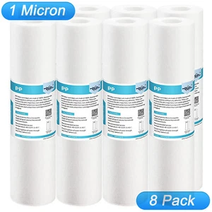 8 Pack 1 Micron 10" x 2.5" 1-Stage Sediment Water Filter Whole House Replacement - Picture 1 of 11