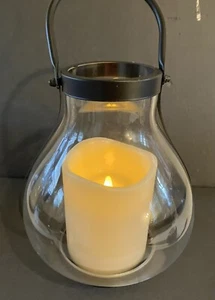 Large Glass Globe Hanging Battery Operated Candle Lantern Gothic Style - Picture 1 of 12