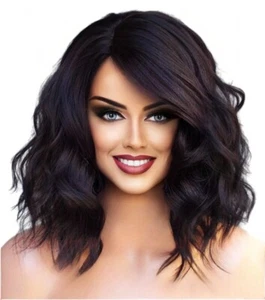 LOOSE BEACHY WAVES WIG | HEAT SAFE | MED LENGTH | SOFT BLACK 1B | US SELL 459 - Picture 1 of 19