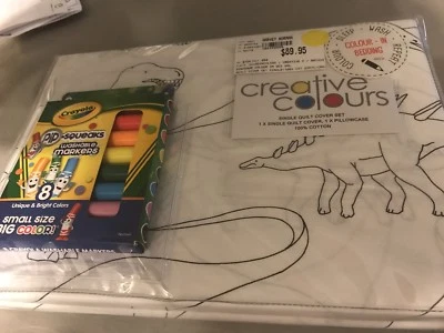 Black white Single Quilt Cover Pillowcase NEW colour in Harvey Norman crayola - image 1 of 2