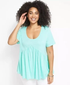 Camiseta Babydoll Lane Bryant Cuello Redondo 22/24, Mangas Cortas - Vidrio Biselado - Imagen 1 de 6