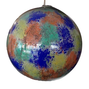 Victorian Witches Ball Potichomania Hand Blown Painted interior Antique Large - Foto 1 di 19