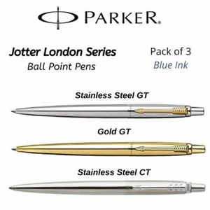 PARKER JOTTER SERIE EDELSTAHL GOLD GT & CT FEINER KUGELSCHREIBER - 3er Pack - Bild 1 von 8