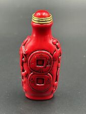 Chinese Folk Collection of Red Coral Coin Snuff Bottles