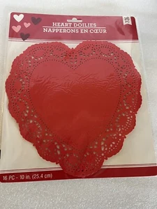 Heart Paper Doilies RED 16 Count, 10 X 10 Inches New - Picture 1 of 7