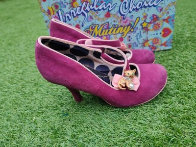 Irregular Choice Fucsia Púrpura Gamuza Marry Jane Zapatos, Talla 5 UK RARO Foto 1 de 4
