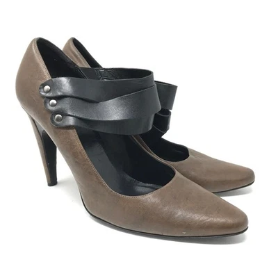 Женские кожаные туфли-лодочки 7 for All Mankind размер 10 Mary Jane с заостренным носком коричневые черные - Изображение 1 из 4