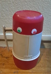 Vintage Thermoskanne Modell #6202 Weite Öffnung Rot & Beige Thermoskanne 10 Unzen mit Griff USA - Bild 1 von 3