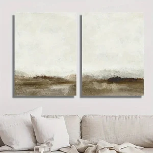 2pcs Abstract Landscape Earth Tones Oil Painting Wall Art Canvas Unframed - Picture 1 of 7