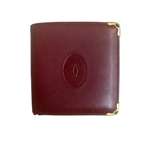 Auténtica billetera vintage CARTIER de cuero borgoña plegable para hombre con certificado de autenticidad y caja - Imagen 1 de 19