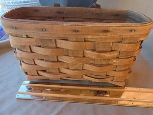 Tarjetero canasta tejida a mano Longaberger vintage mango de cuero 1988 - Imagen 1 de 8