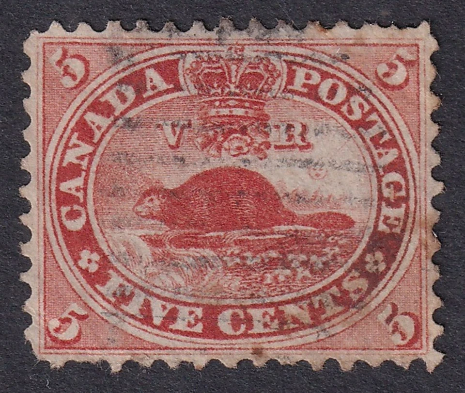 CANADA 1859 Beaver 5c Pale Red SG 31 Used (CV £20) — 第 1/1 张图片