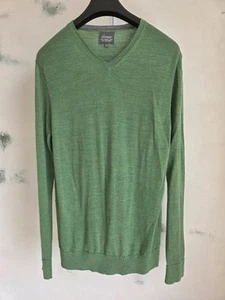 Men's Linea Pure Merino Wool V-Neck Jumper Sweater Green Size M The Prestwick - Picture 1 of 7