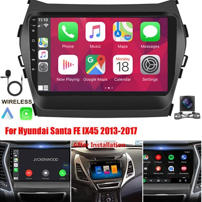 9" Android 14 CarPlay Car GPS Stereo Radio For Hyundai Santa Fe IX45 2013-2018 - Image 1 of 4