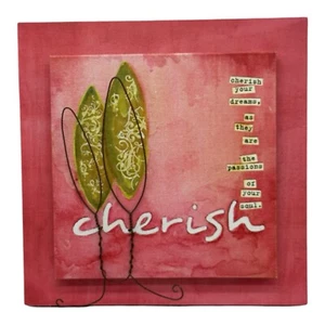 Inspirational “Cherish” Donna Downey 3D Wall Art 7.25" x 7.25" Hanging Plaque - Picture 1 of 10