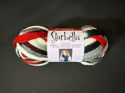 Premier Yarn Starbella Flash Ribbon Yarn Collegiate Red Black Gray Super Bulky 6 - Image 1 of 4